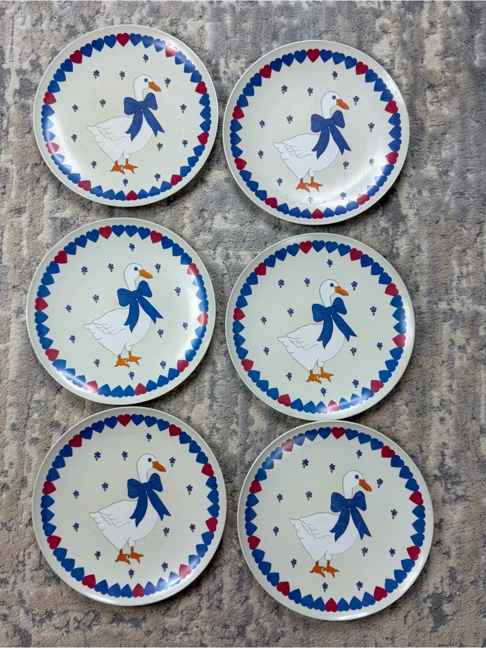 VTG County Geese Ducks Hearts Acrylic 9.5” Dinner plates Set of 6